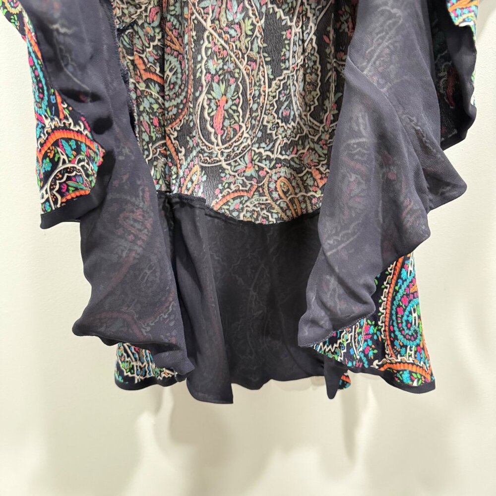 Maeve Anthropologie Boho Paisley Dress Flowy Long Sleeve Navy/Multicolor Size S - Picture 9 of 15